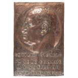 GILDED COPPER COVER WITH MUSSOLINI BAS-RELIEF