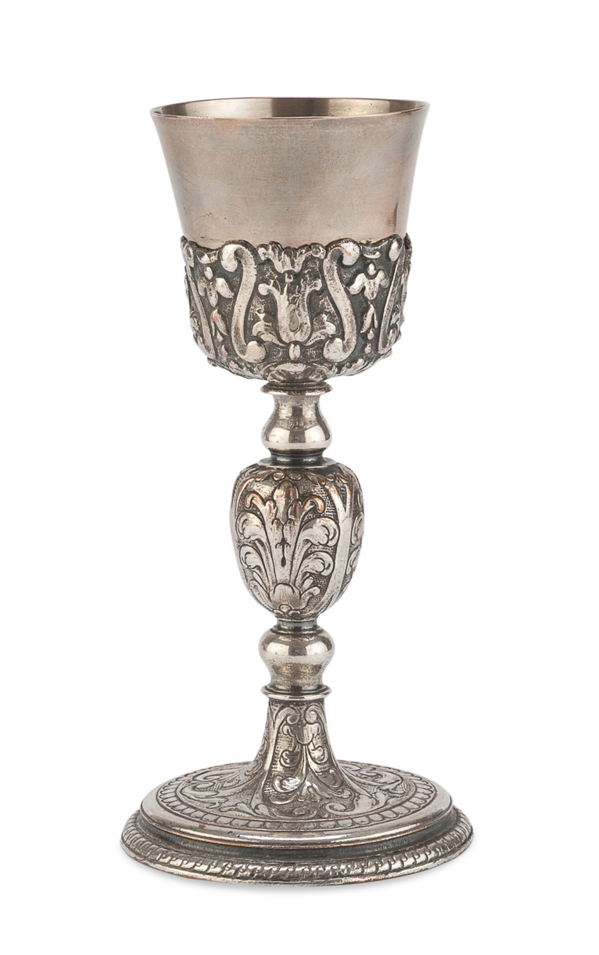 EUCHARISTIC CHALICE IN SILVER AND SILVERED COPPER PROBABLY TUSCANY 18th CENTURY