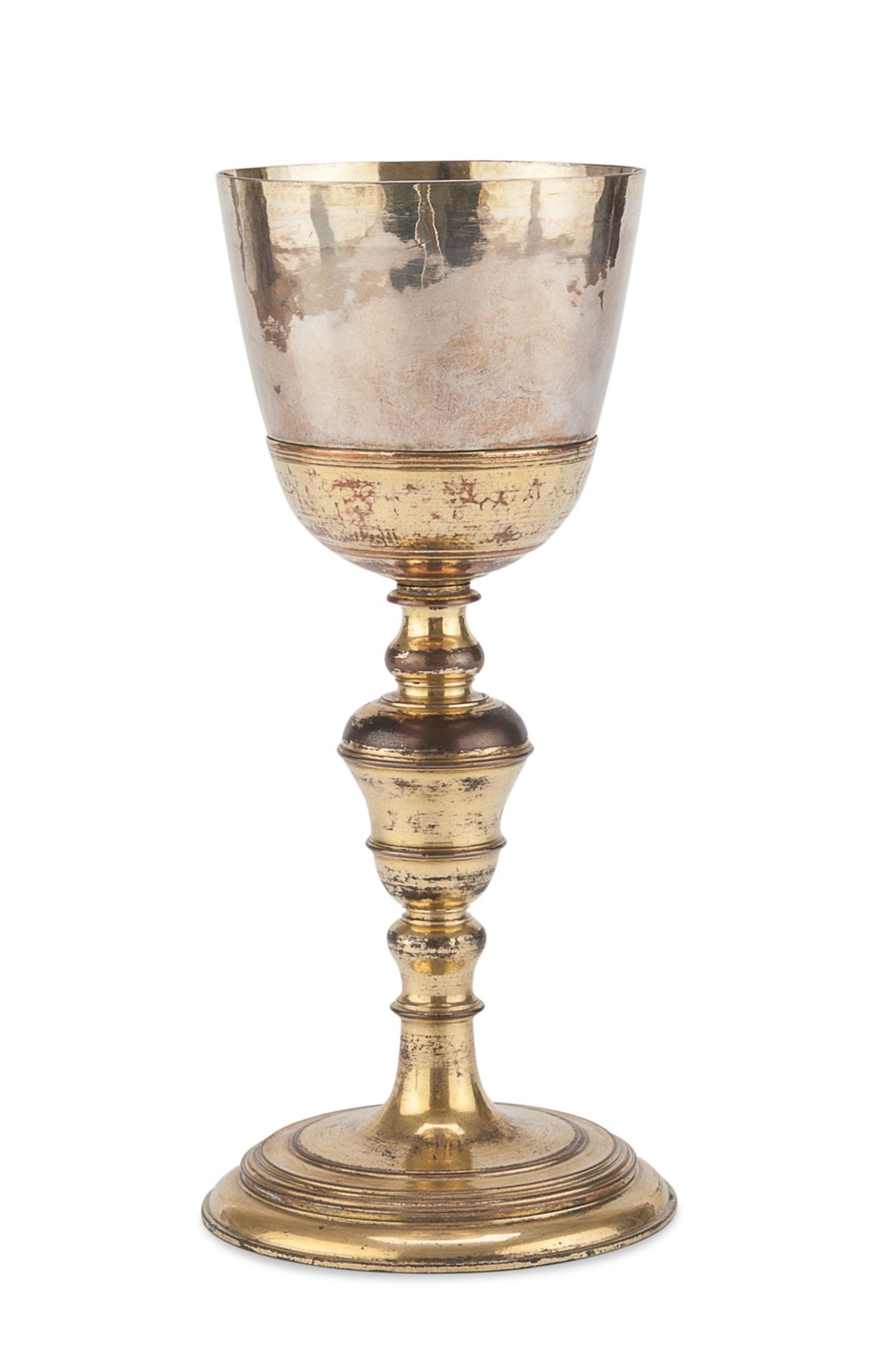 EUCHARISTIC CHALICE IN SILVER AND GILDED COPPER PROBABLY ROME 18th CENTURY