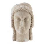 HEAD OF KORE IN WHITE MARBLE LATE 19TH CENTURY