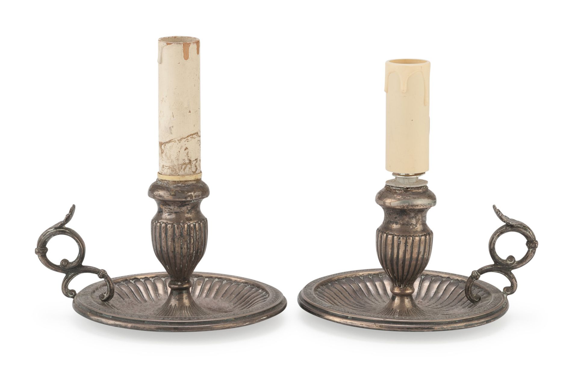 PAIR OF SILVER CANDLESTICKS KINGDOM OF ITALY EARLY 20TH CENTURY