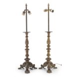 PAIR OF GILDED METAL CANDLESTICKS 19th CENTURY