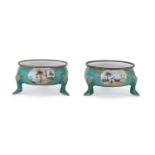 PAIR OF ENAMEL SALT CELLARS ENGLAND BUTTERSEA LATE 18th CENTURY