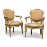 BEAUTIFUL PAIR OF LACQUERED WOODEN ARMCHAIRS PROBABLY NAPLES 18th CENTURY