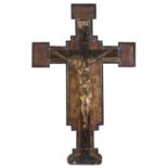 TEMPERA PAINTED CRUCIFIX EARLY 15TH CENTURY