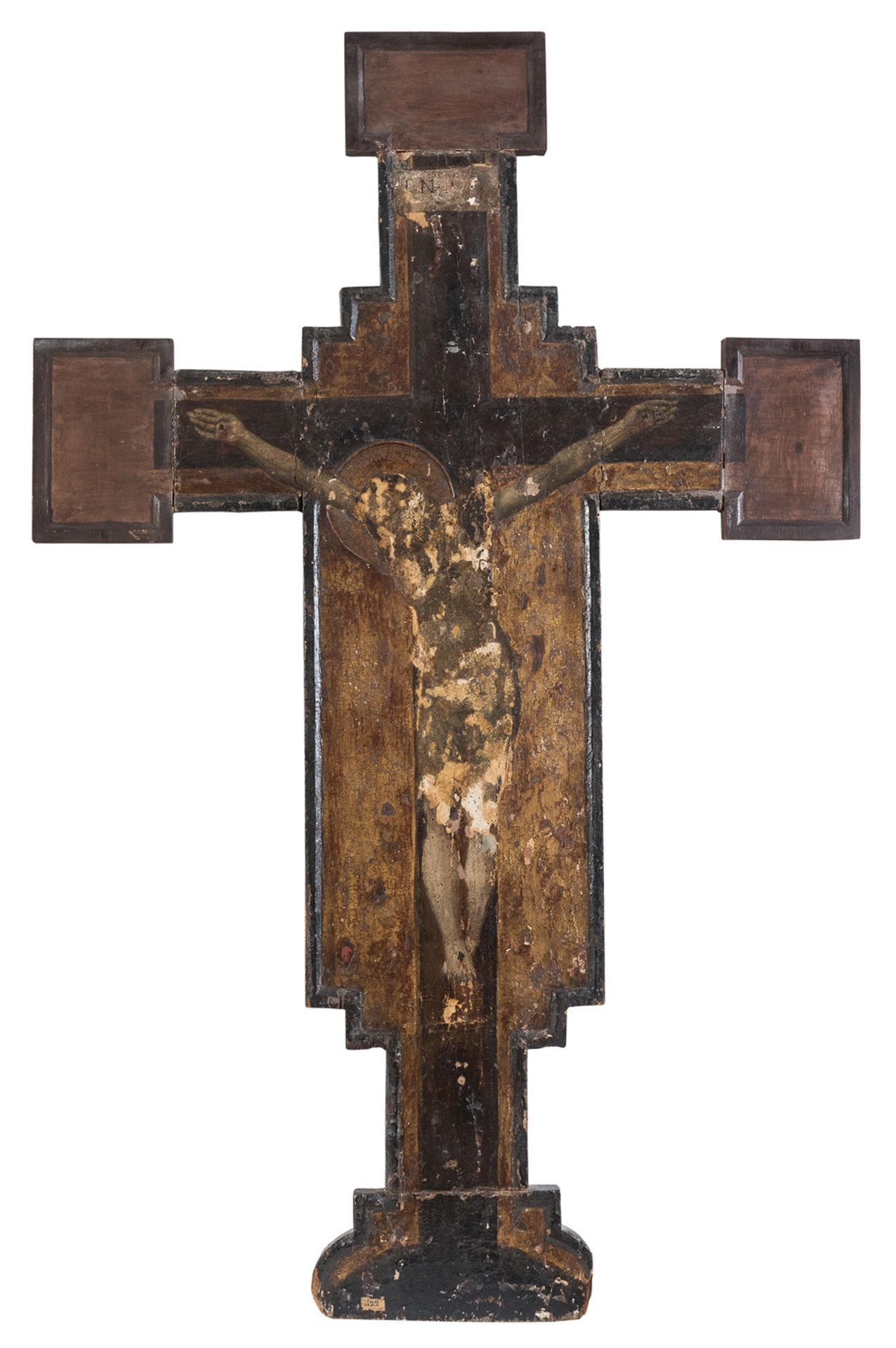 TEMPERA PAINTED CRUCIFIX EARLY 15TH CENTURY