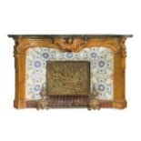 BEAUTIFUL FIREPLACE MANTLE IN ANTIQUE YELLOW MARBLE PROBABLY ROME EARLY 18th CENTURY