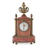 SMALL TABLE CLOCK IN RED MARBLE EARLY 20TH CENTURY