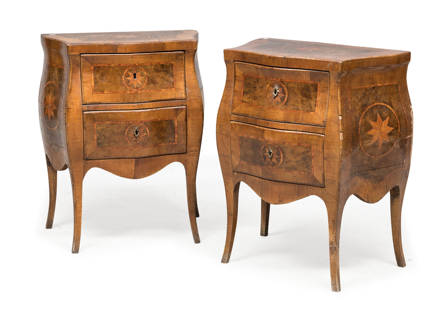 PAIR OF WALNUT BEDSIDE TABLES NAPLES LATE 19th CENTURY