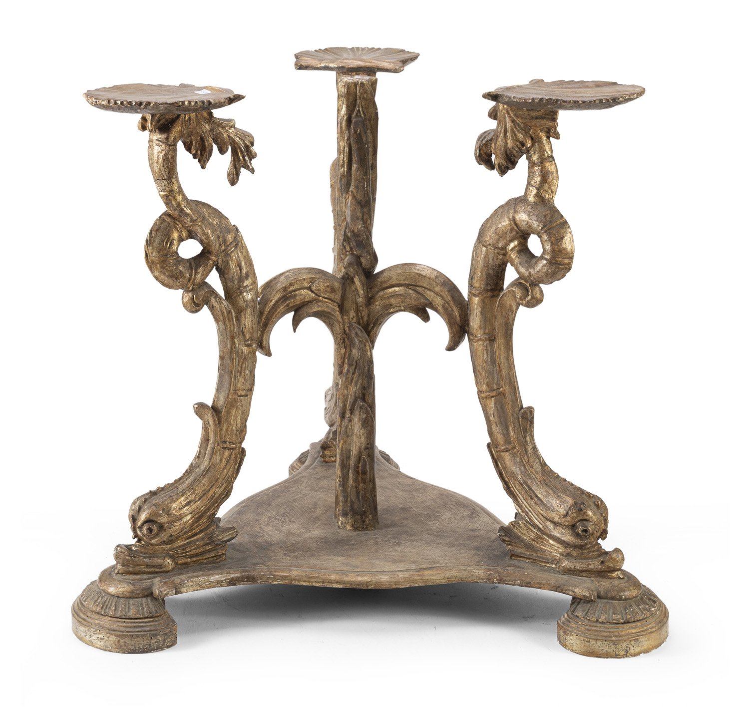 RARE SCULPTURED TABLE BASE IN GILTWOOD VENICE 18th CENTURY - Image 2 of 2