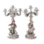 PAIR OF PORCELAIN CANDLESTICKS GINORI EARLY 20TH CENTURY