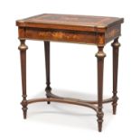 INLAID GAME TABLE IN WALNUT BRIAR AND EBONY FRANCE 19th CENTURY