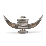 SILVER-PLATED AND HORN TROPHY UNITED STATES EARLY 20TH CENTURY