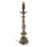 CANDLESTICK IN SILVER AND GILTWOOD 19TH CENTURY