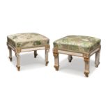 PAIR OF LACQUERED WOODEN STOOLS NAPLES LATE THE LOUIS XVI PERIOD