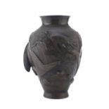 A JAPANESE BRONZE VASE LATE 19TH EARLY 20TH CENTURY.
