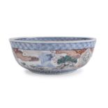 A JAPANESE POLYCHROME ENAMELED PORCELAINE BOWL SECOND HALF 19TH CENTURY.