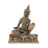 A THAI BRONZE SCULPTURE OF A MUSICIAN 20TH CENTURY.