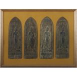 FOUR THAI BRONZE BAS-RELIEFS DEPICTING BUDDHA 20TH CENTURY.