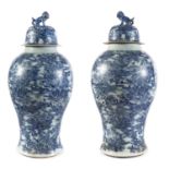 A PAIR OF BIG CHINESE WHITE AND BLUE PORCELAIN VASES FIRST HALF 20TH CENTURY.