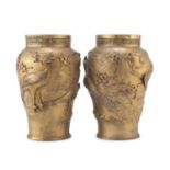 A PAIR OF JAPANESE BRONZE VASES LATE 19TH EARLY 20TH CENTURY.