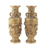A PAIR OF CHINESE BRONZE VASES. 20TH CENTURY.