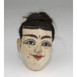 A SMALL INDIAN ENAMELED CERAMIC HEAD. 20TH CENTURY.