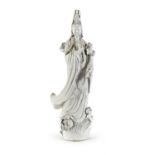 A BIG CHINESE WHITE PORCELAIN SCULPTURE OF GUANYIN EARLY 20TH CENTURY.
