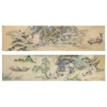 CHINESE SCHOOL 18TH CENTURY. IMMORTAL TAOISTS. PAIR OF MIXED MEDIA ON SILK.