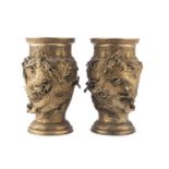 A PAIR OF JAPANESE BRONZE VASES LATE 19TH CENTURY.