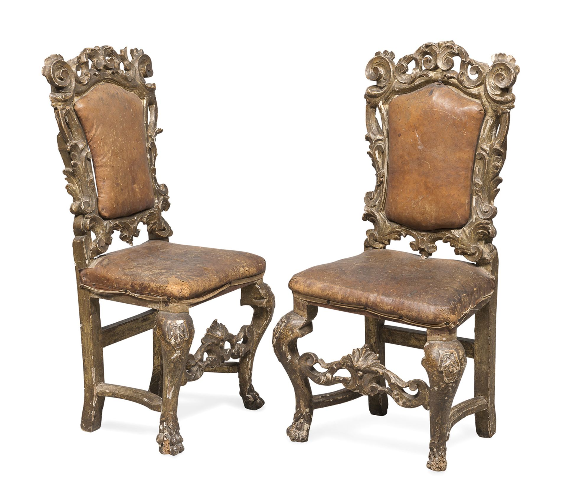 PAIR OF PARADE CHAIRS ROME STATE OF THE CHURCH 17TH CENTURY