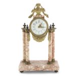 TABLE CLOCK IN PINK VERONA MARBLE LATE 19th CENTURY