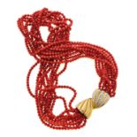 TEN STRING CORAL TORCHON NECKLACE