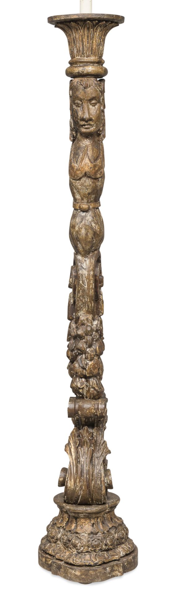 TALL WOODEN FLOOR CANDLESTICK NORTHERN ITALY 16th CENTURY