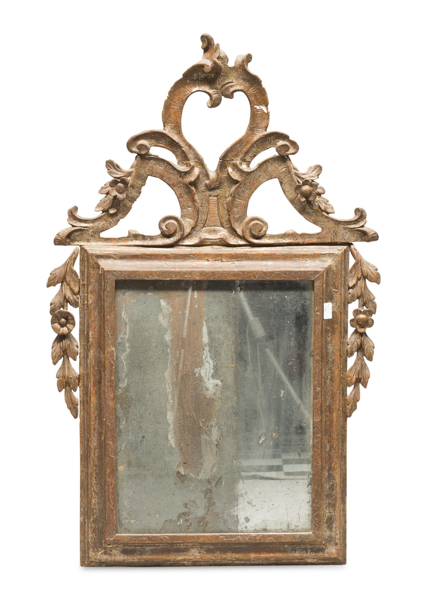 SMALL MIRROR IN GILTWOOD CENTRAL ITALY 18th CENTURY