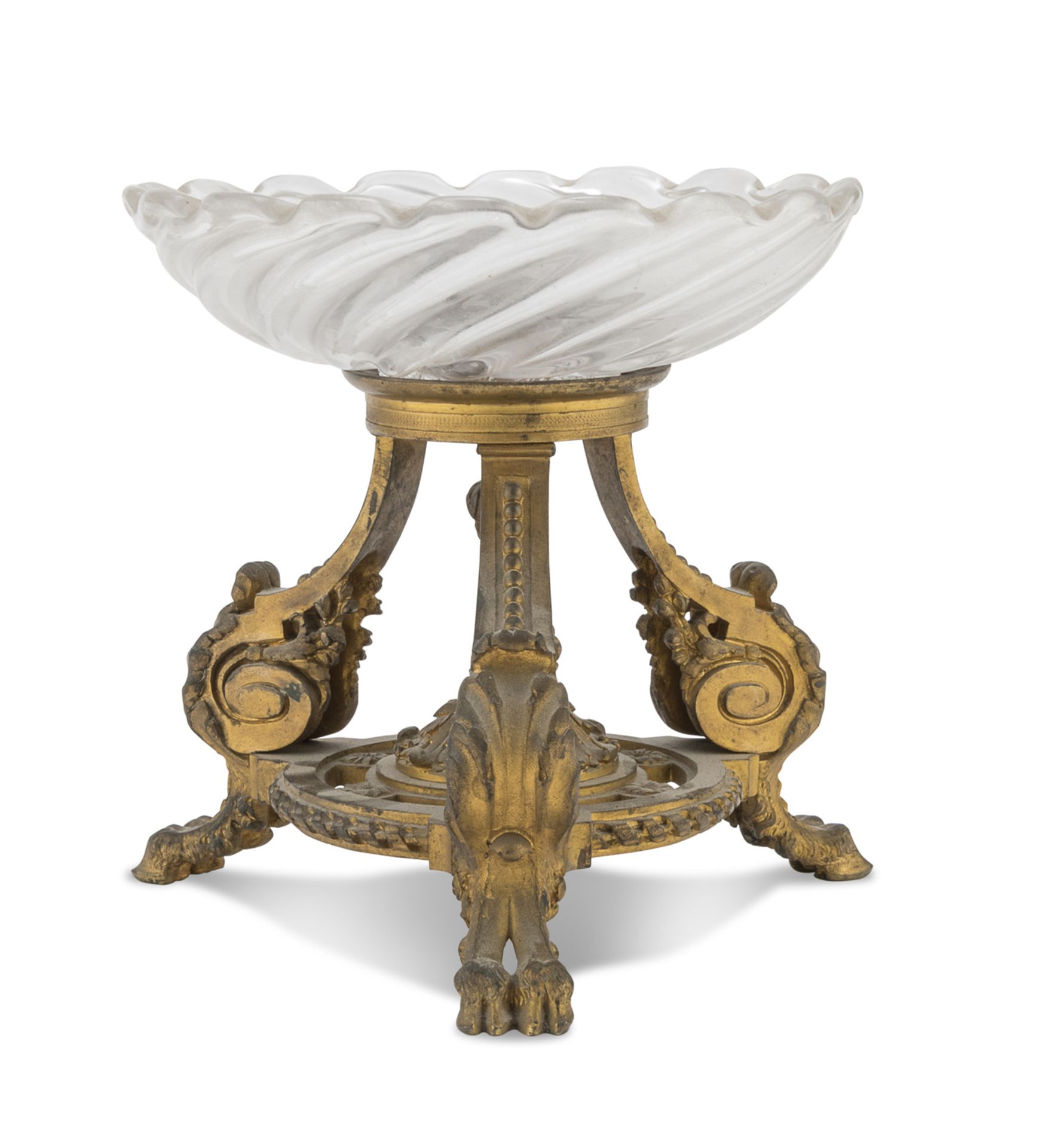 SMALL FRUIT BOWL IN BRONZE AND GLASS END OF THE LOUIS XVI PERIOD