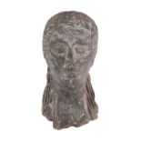 HEAD IN COMPOSITE MATERIAL ETRUSCAN STYLE 20TH CENTURY