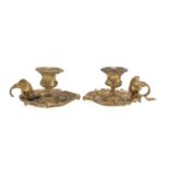 BEAUTIFUL PAIR OF SMALL CANDLESTICKS IN GILDED BRONZE 19th CENTURY