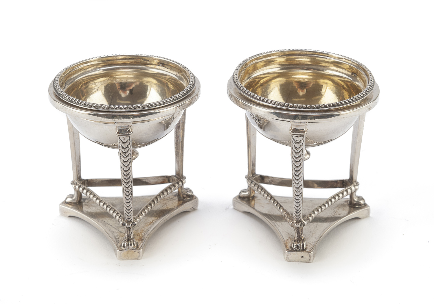 PAIR OF SILVER SALT CELLARS LONDON 1869