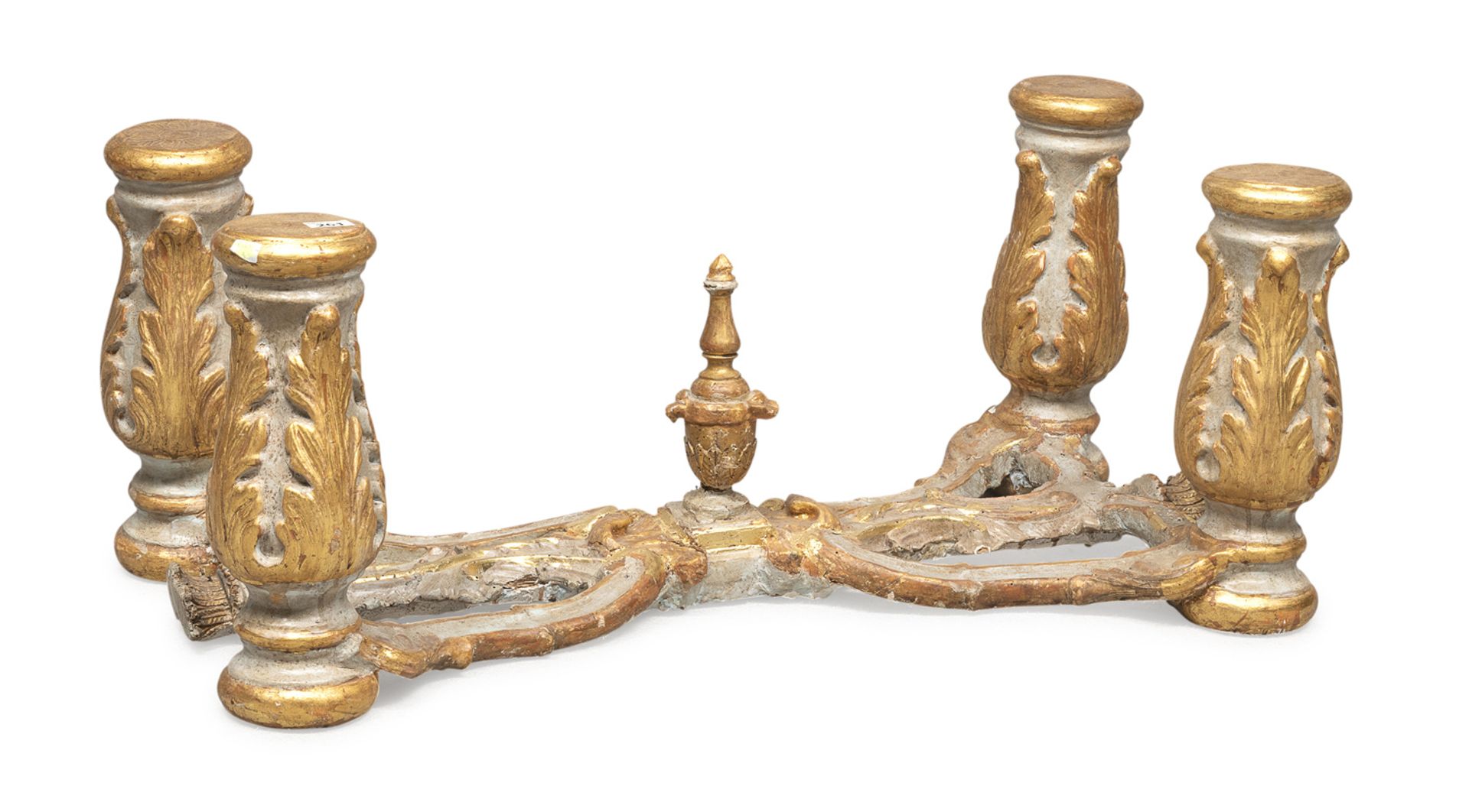 LACQUERED WOODEN TABLE BASE ANTIQUE ELEMENTS