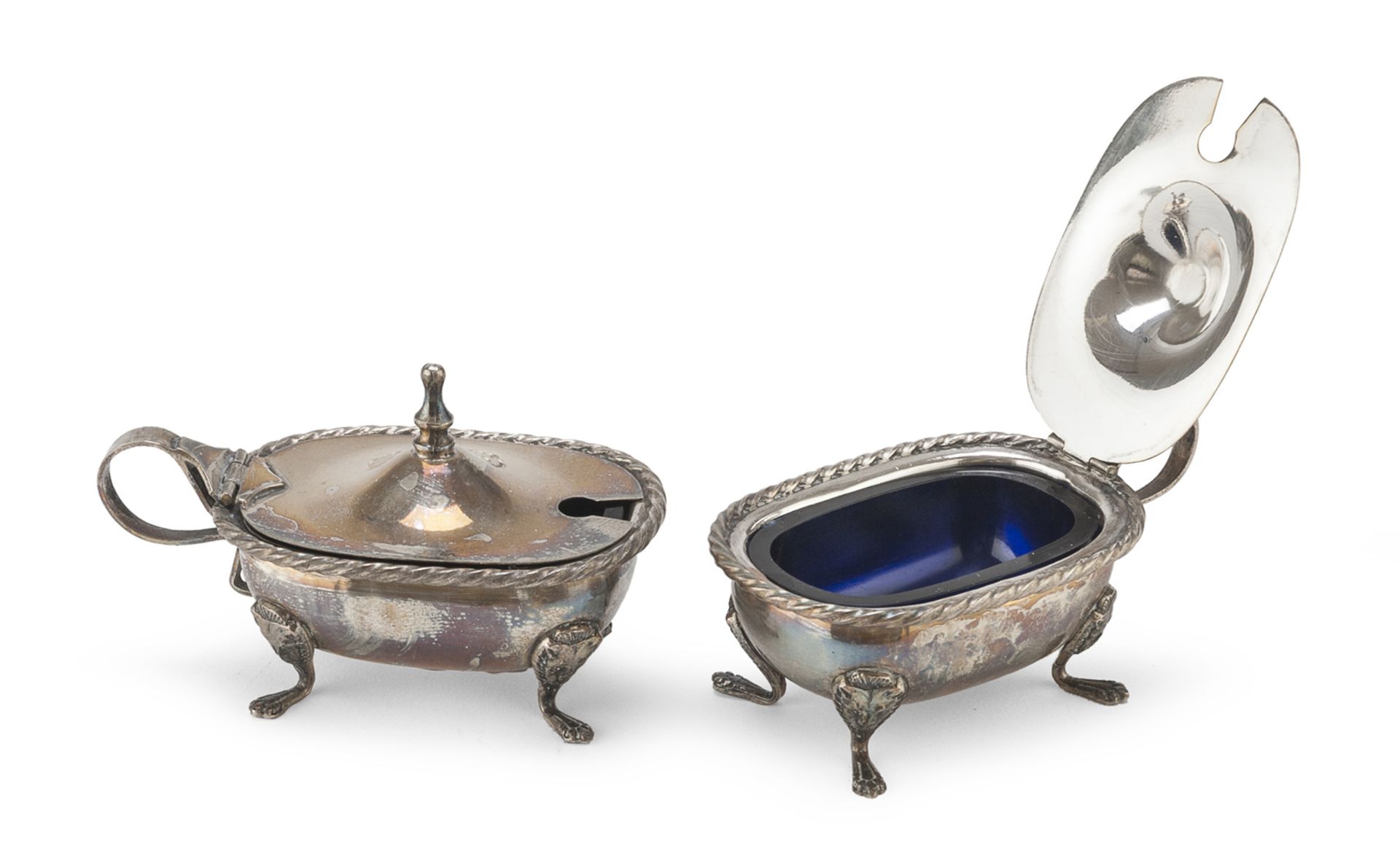 TWO SILVER MUSTARD BOWLS KINGDOM OF ITALY LATE 19TH CENTURY
