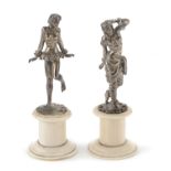 PAIR OF SMALL SILVER SCULPTURES ITALY EARLY 20TH CENTURY