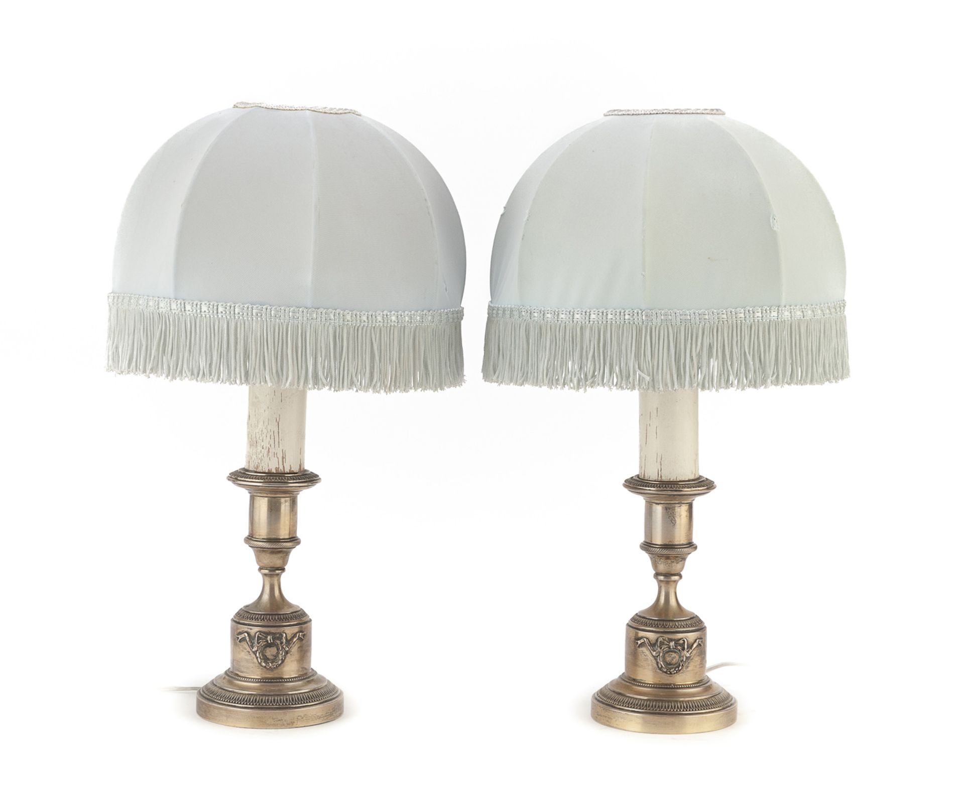 PAIR OF SILVER LAMPS ITALY 20th CENTURY