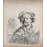 SELFPORTRAIT ETCHING REMBRANDT HERMENZOON VAN RIJN 19TH CENTURY PRINT