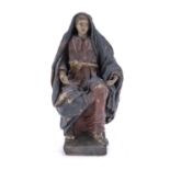WOOD SCULPTURE OF THE SITTING VIRGIN CENTRAL EUROPE 18TH CENTURY