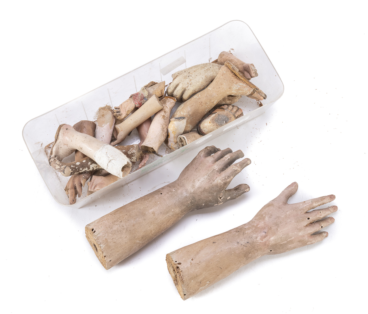 LOT OF ARMS AND HANDS OF CRIB FIGURES