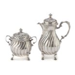 COFFEE POT AND SUGAR BOWL IN SILVER BREMA LATE 19TH CENTURY