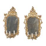 PAIR OF SMALL GILTWOOD MIRRORS NAPLES 18th CENTURY