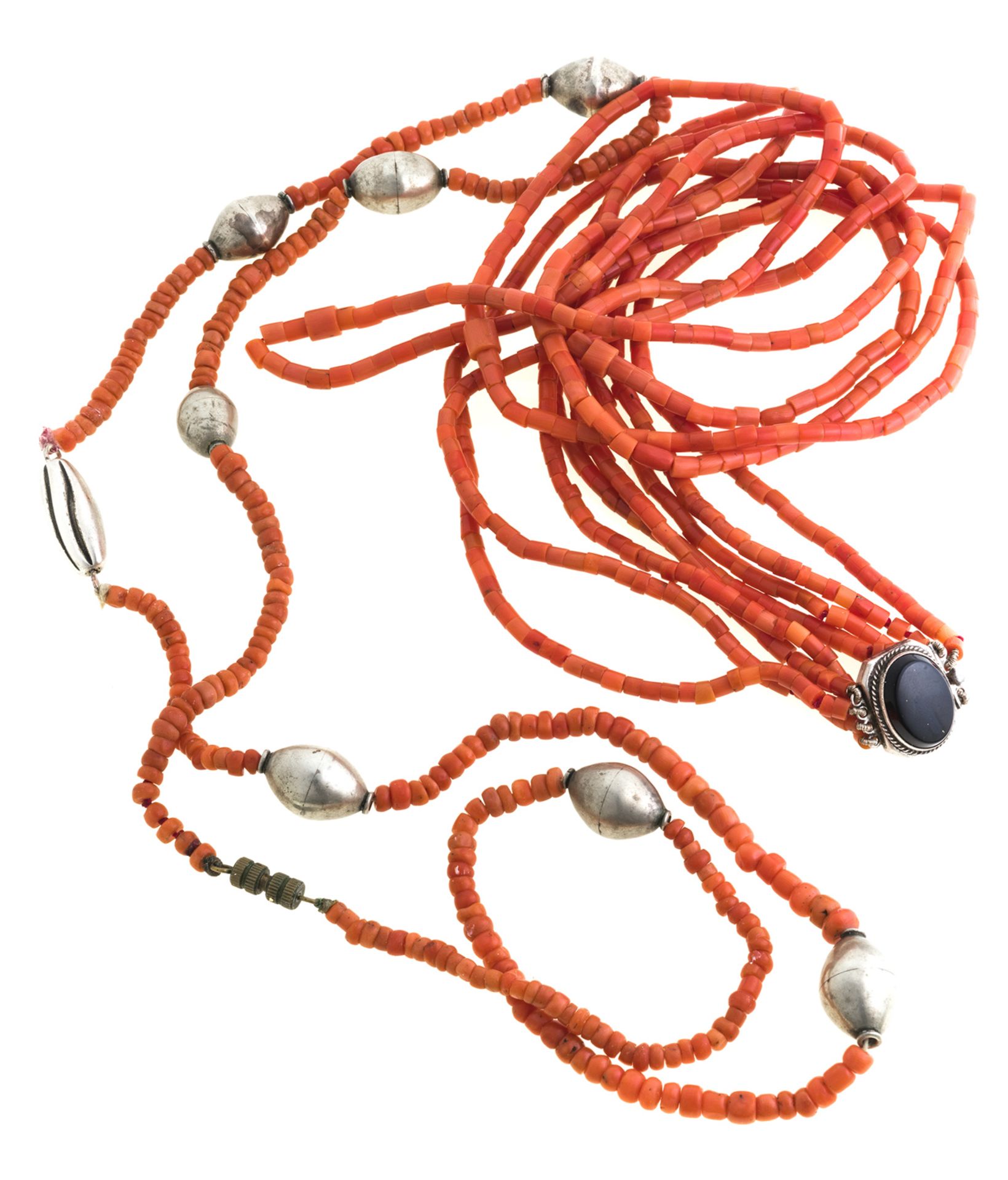 TWO CORAL NECKLACES