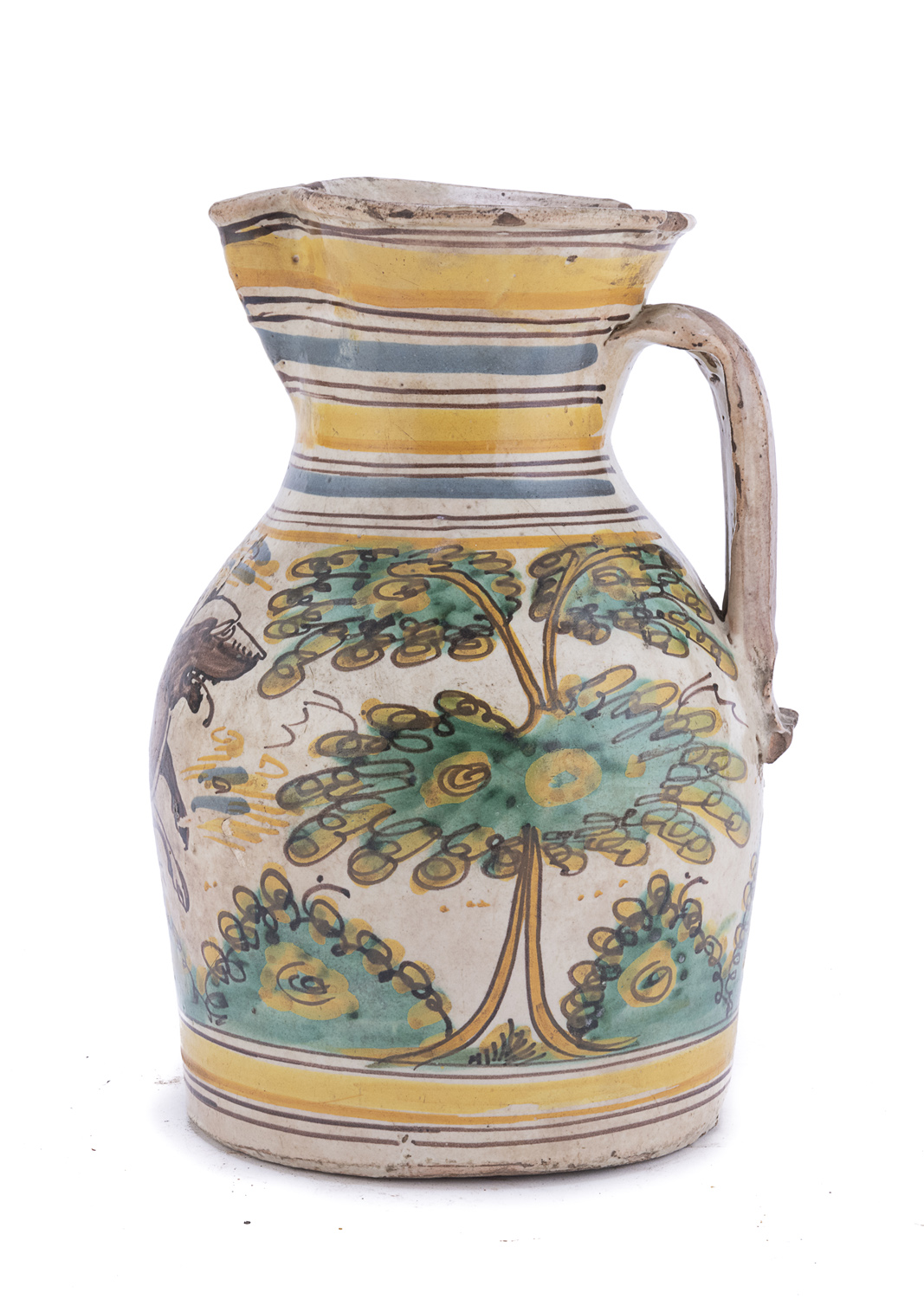 MAJOLICA JUG PROBABLY ROMAN CASTLES EARLY 19th CENTURY